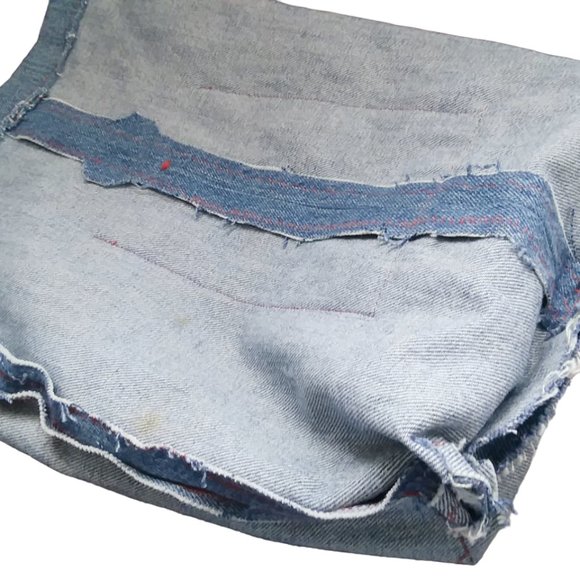 Vintage Handmade Denim Bag with Front Pocket and Bottom Gusset 13" x 11" - Picture 11 of 11